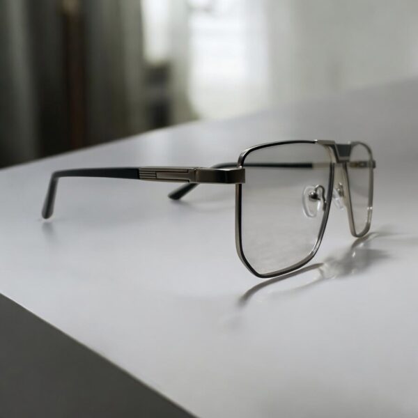 The Metallic LV Eyewear Frame in Black and Silver - Image 2