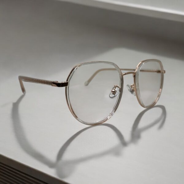 The Golden Matte with White Plastic Double Rim Eyewear Frame - Image 2